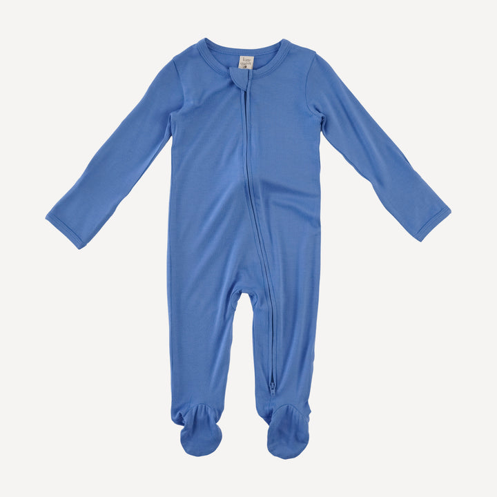long sleeve two way zipper footie | marine water | bamboo