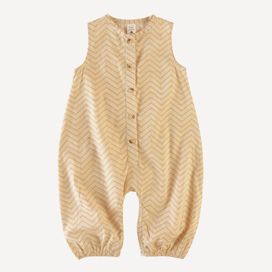 sleeveless button bubble jumpsuit | tweed | organic cotton woven