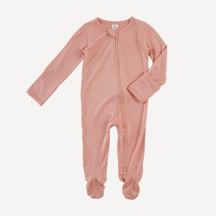 long sleeve two way zipper footie | vintage powder | bamboo