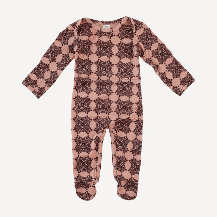 long sleeve lap neck footie | french bloom | bamboo