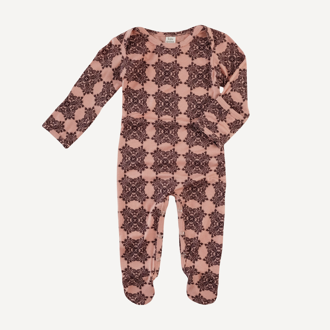 long sleeve lap neck footie | french bloom | bamboo