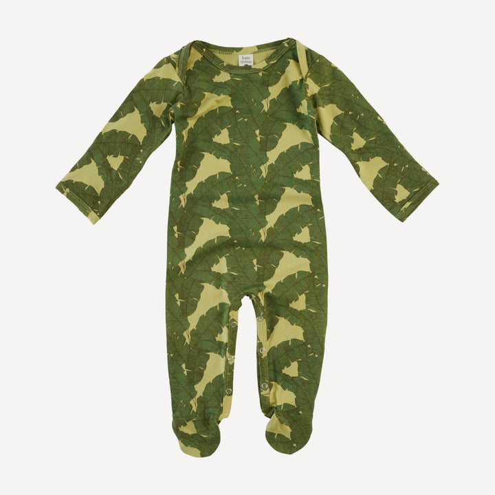 long sleeve lap neck footie | banana leaf | bamboo