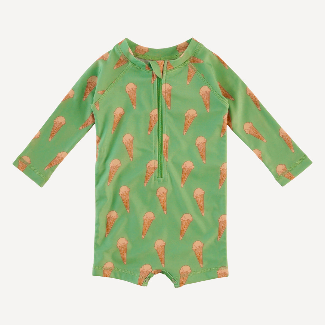 long sleeve zip front rash guard shortie | summer ice cream | swim