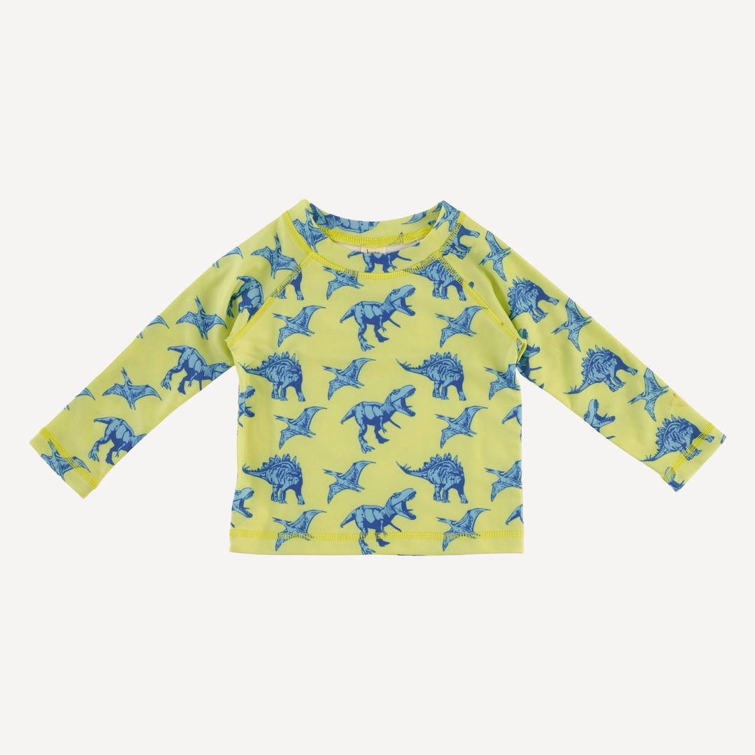 long sleeve rash guard tee | vivid blue dinosaurs | swim