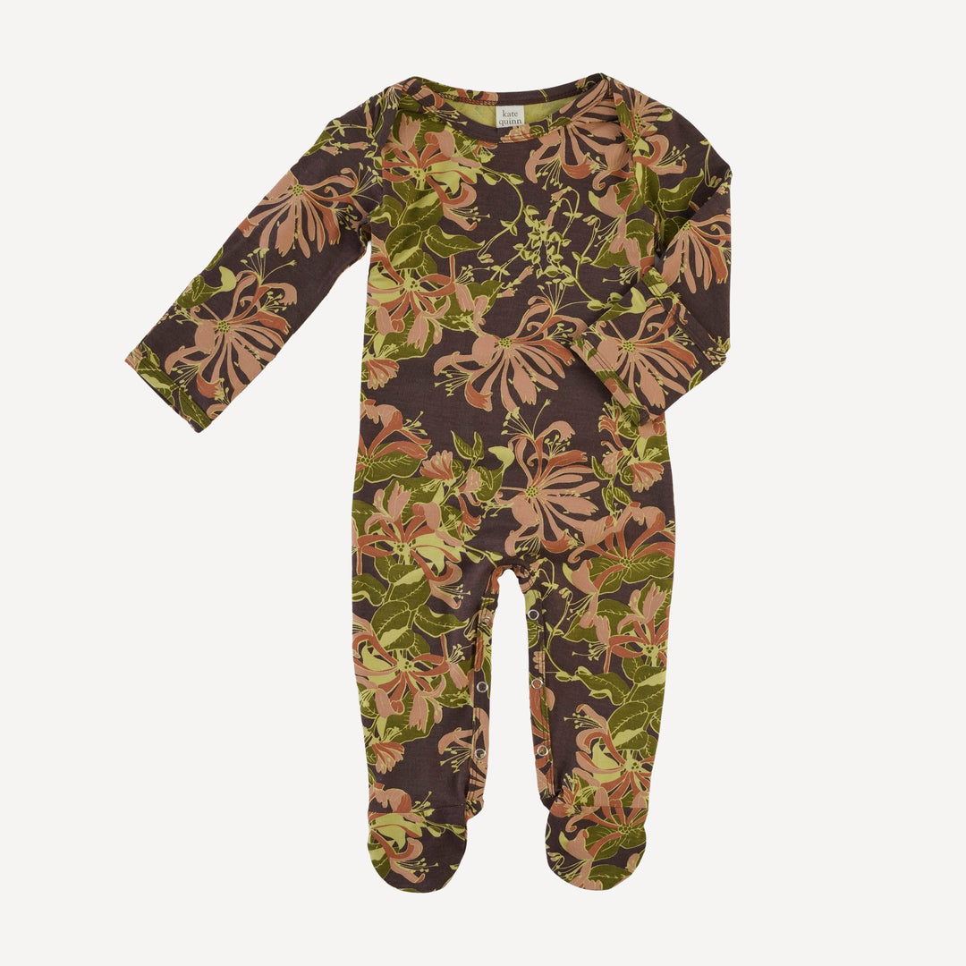 long sleeve lap neck footie | honeysuckle | bamboo