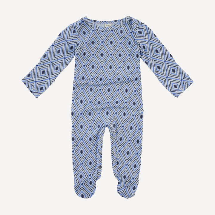 long sleeve lap neck footie | diamond | bamboo