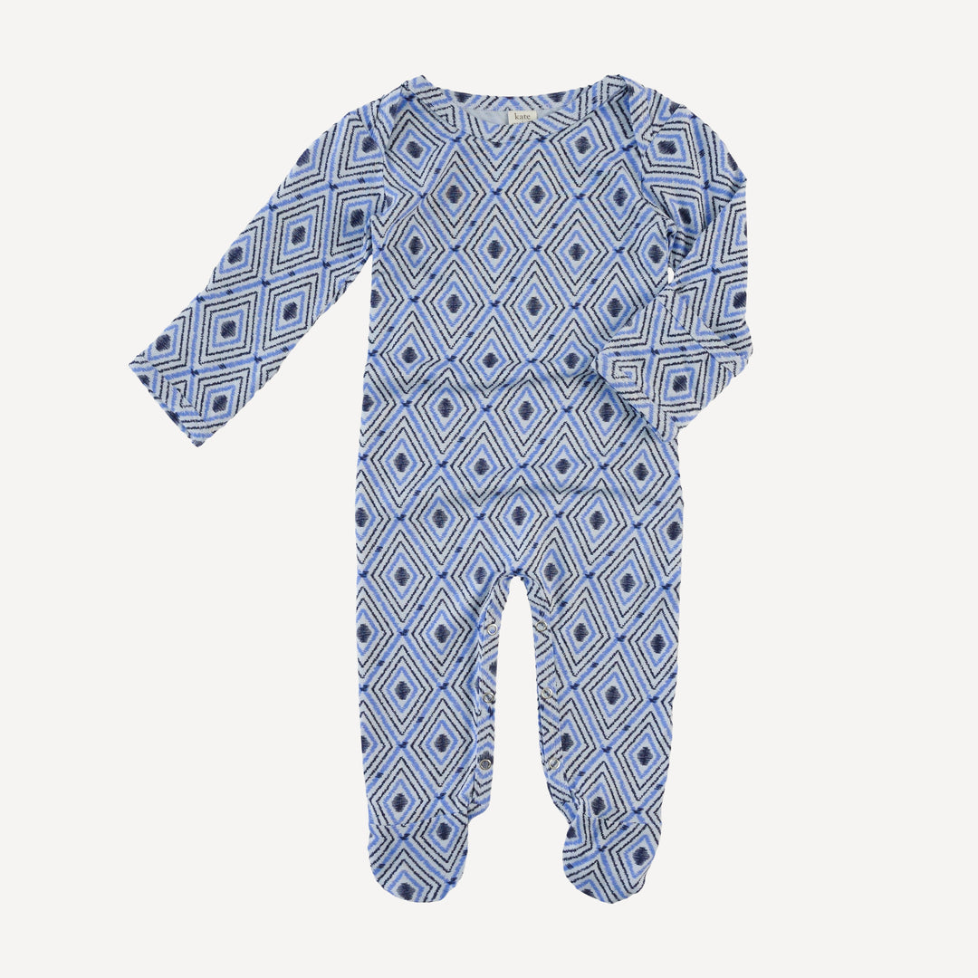 long sleeve lap neck footie | diamond | bamboo
