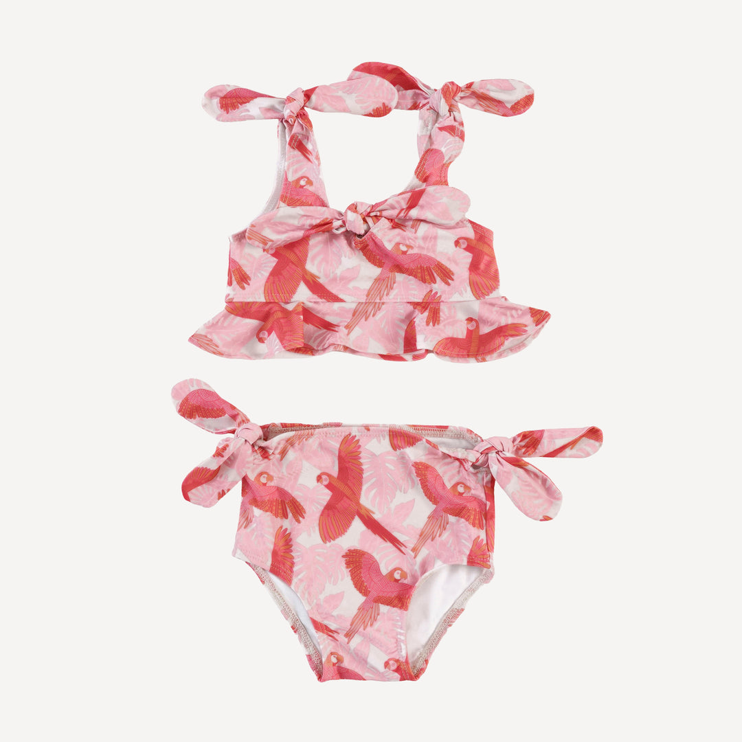 tie bow bikini | tropical parrots | swim