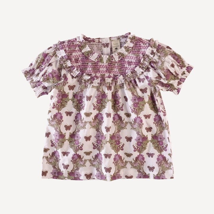 winnie top | purple floral butterfly | organic cotton woven