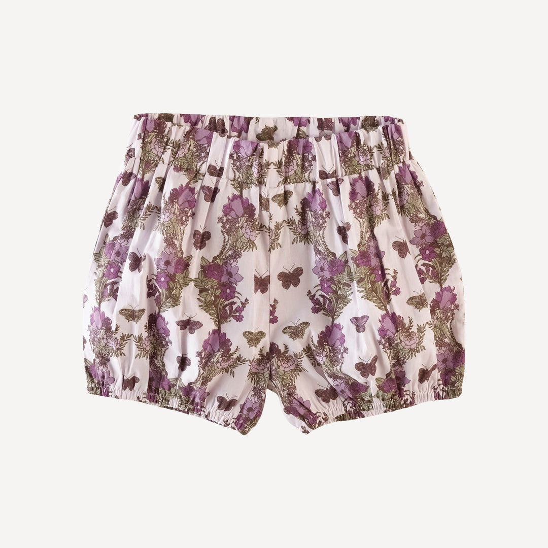bubble short | purple floral butterfly | organic cotton woven