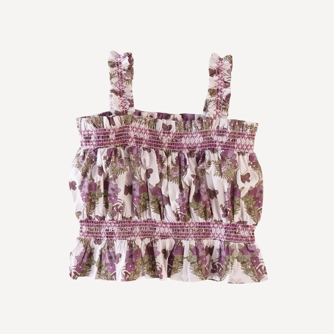 winnie tank | purple floral butterfly | organic cotton woven
