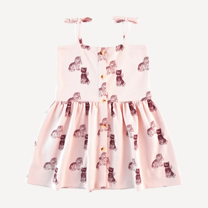 shoulder tie button sun dress | vintage kitty | organic cotton interlock