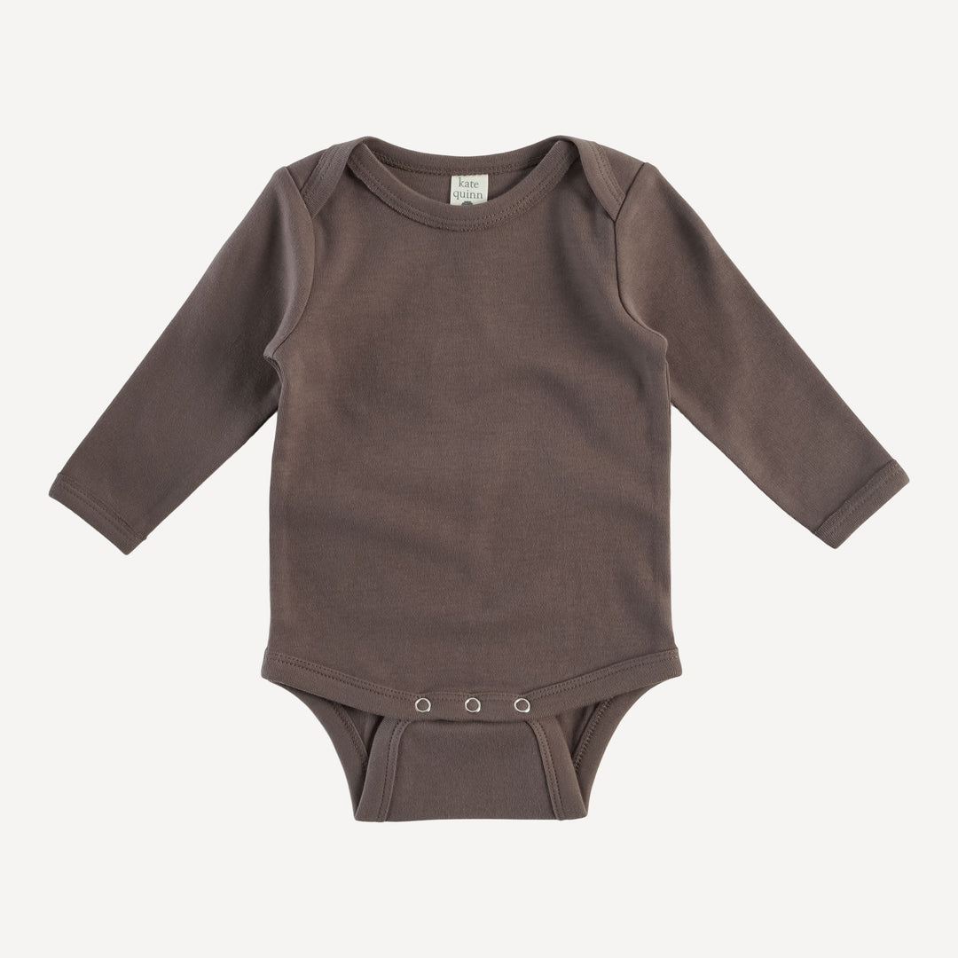 long sleeve lap neck bodysuit | coffee | organic cotton flat rib