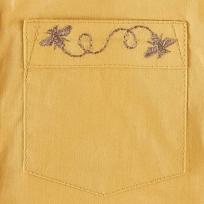 short sleeve embroidered button shirt | golden | organic cotton woven
