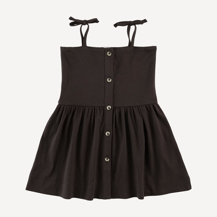 shoulder tie button sun dress | hot fudge | organic cotton single rib