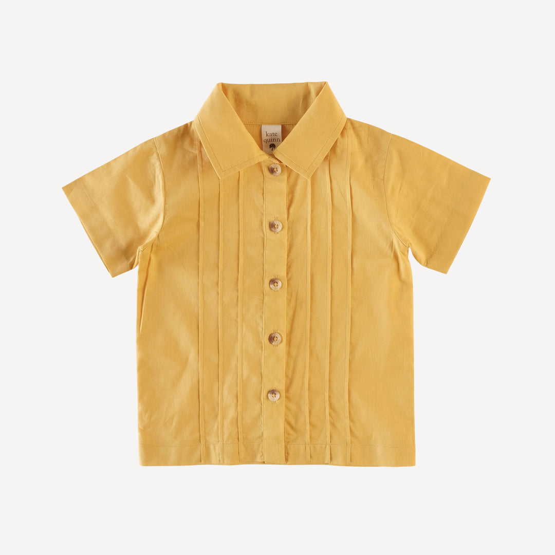 short sleeve pintuck shirt | golden | organic cotton woven