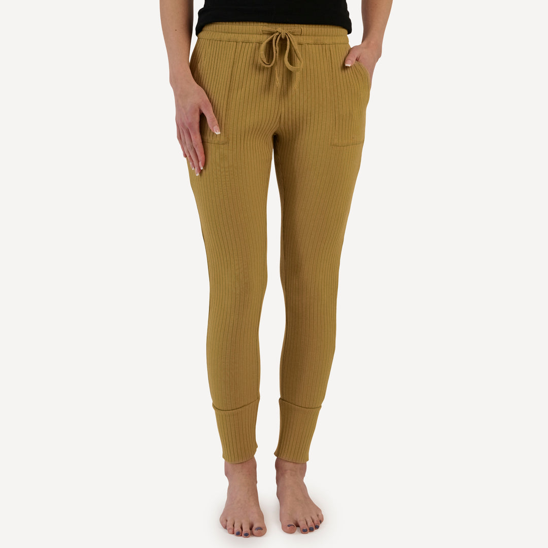 womens skinny jogger | fennel | organic cotton wide rib
