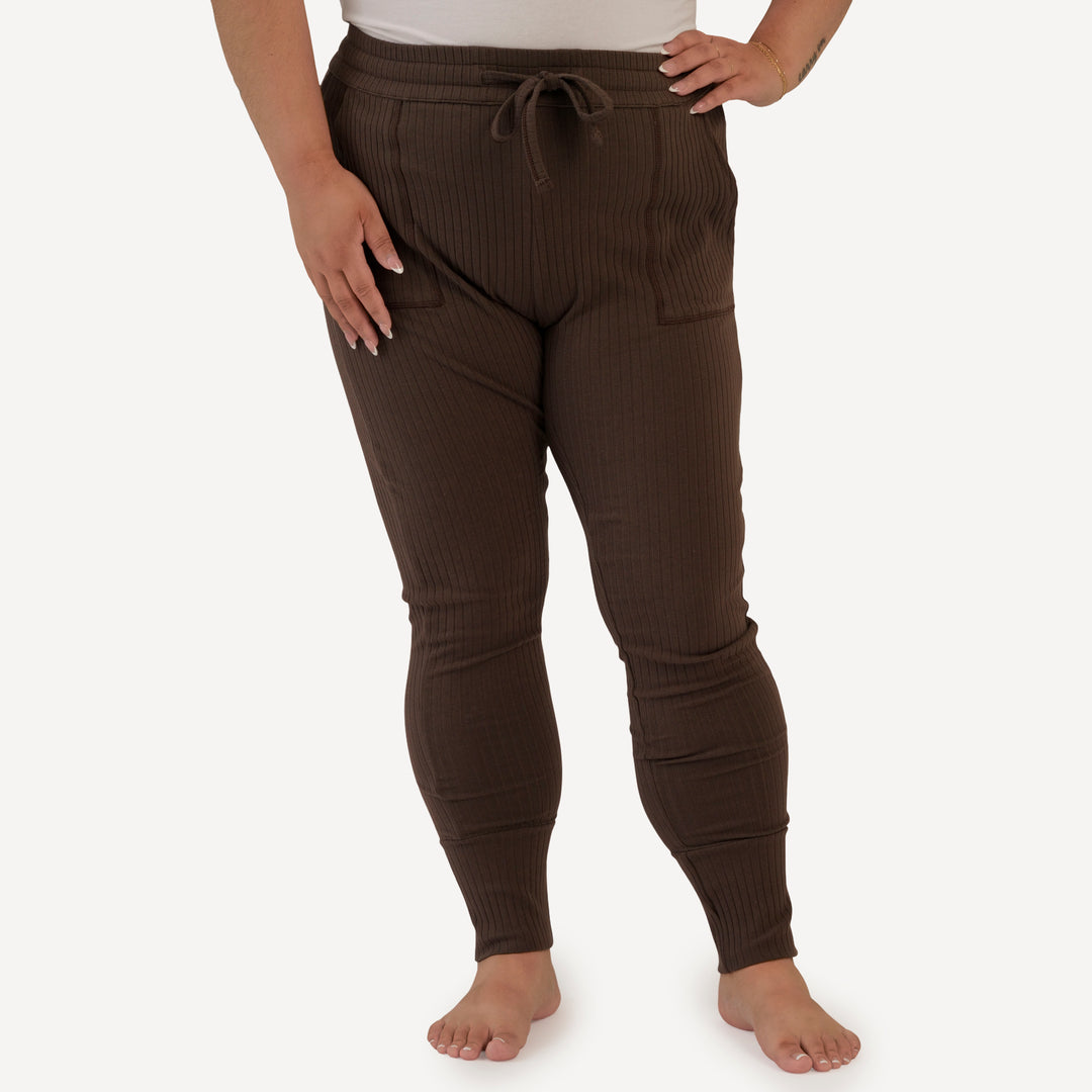 womens skinny jogger | chocolate chunk | organic cotton wide rib