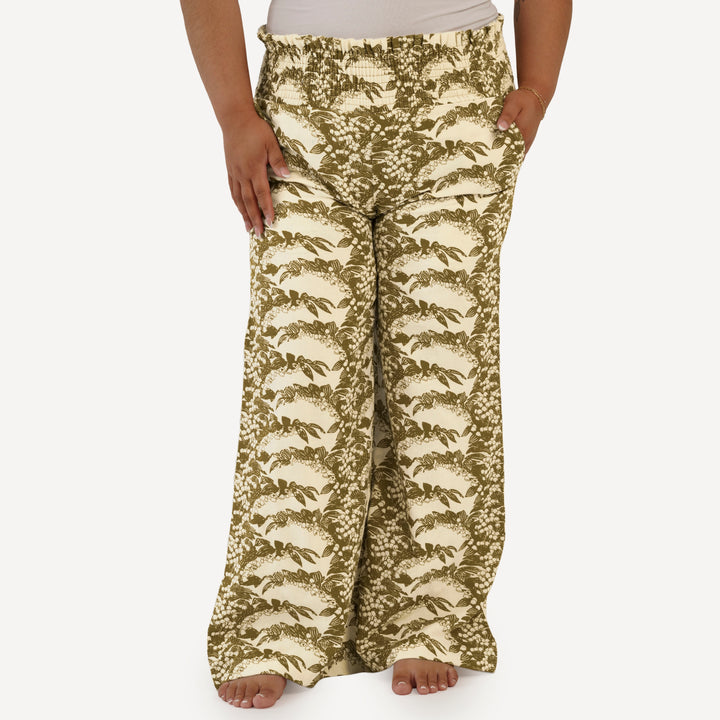 womens smocked waist gaucho pant | fennel lily | organic cotton gauze