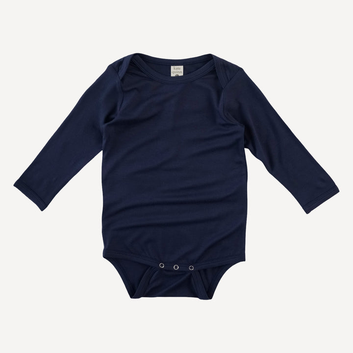 long sleeve lap neck bodysuit | navy night | bamboo