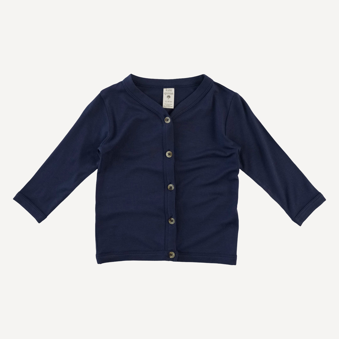 long sleeve classic v-neck cardigan | navy night | bamboo