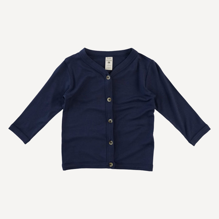 long sleeve classic v-neck cardigan | navy night | bamboo
