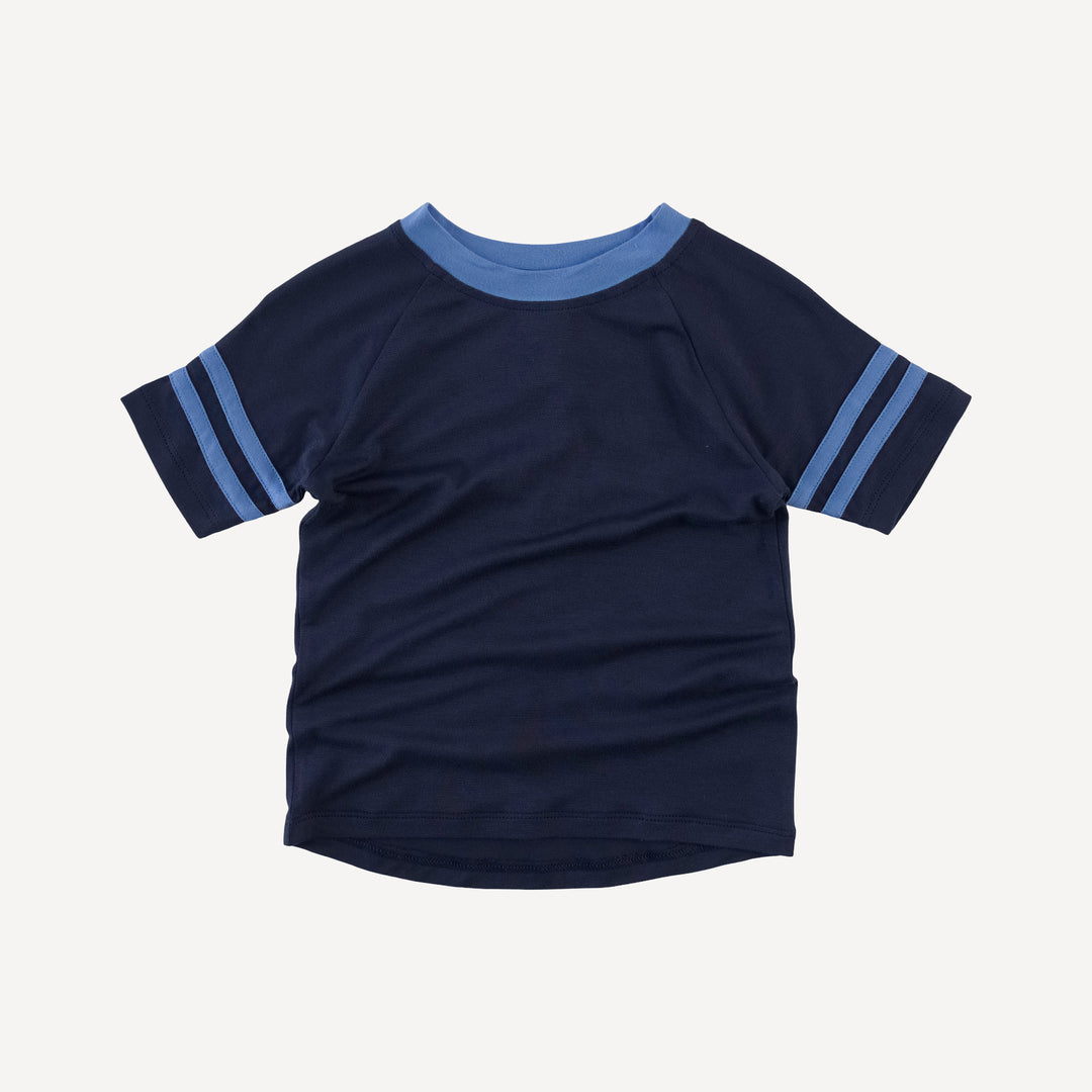 short sleeve football tee | navy night | bamboo