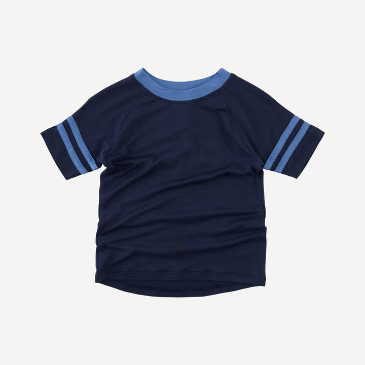 short sleeve football tee | navy night | bamboo