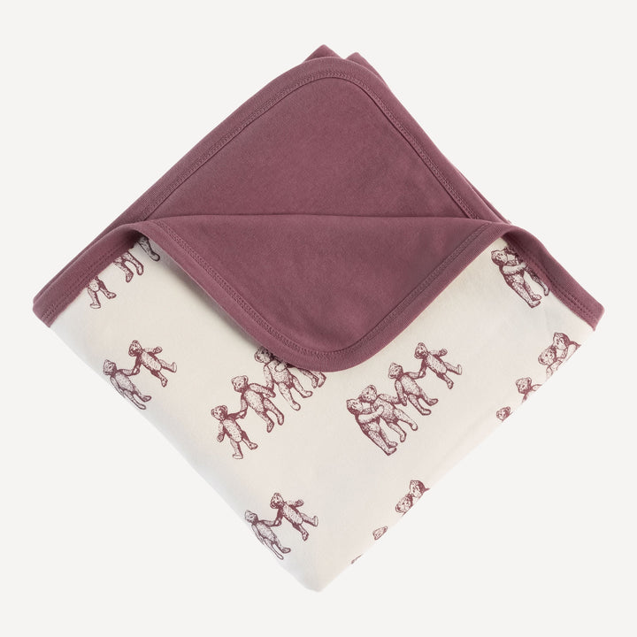 double layer blanket | ginger teddy bear | organic cotton flat rib