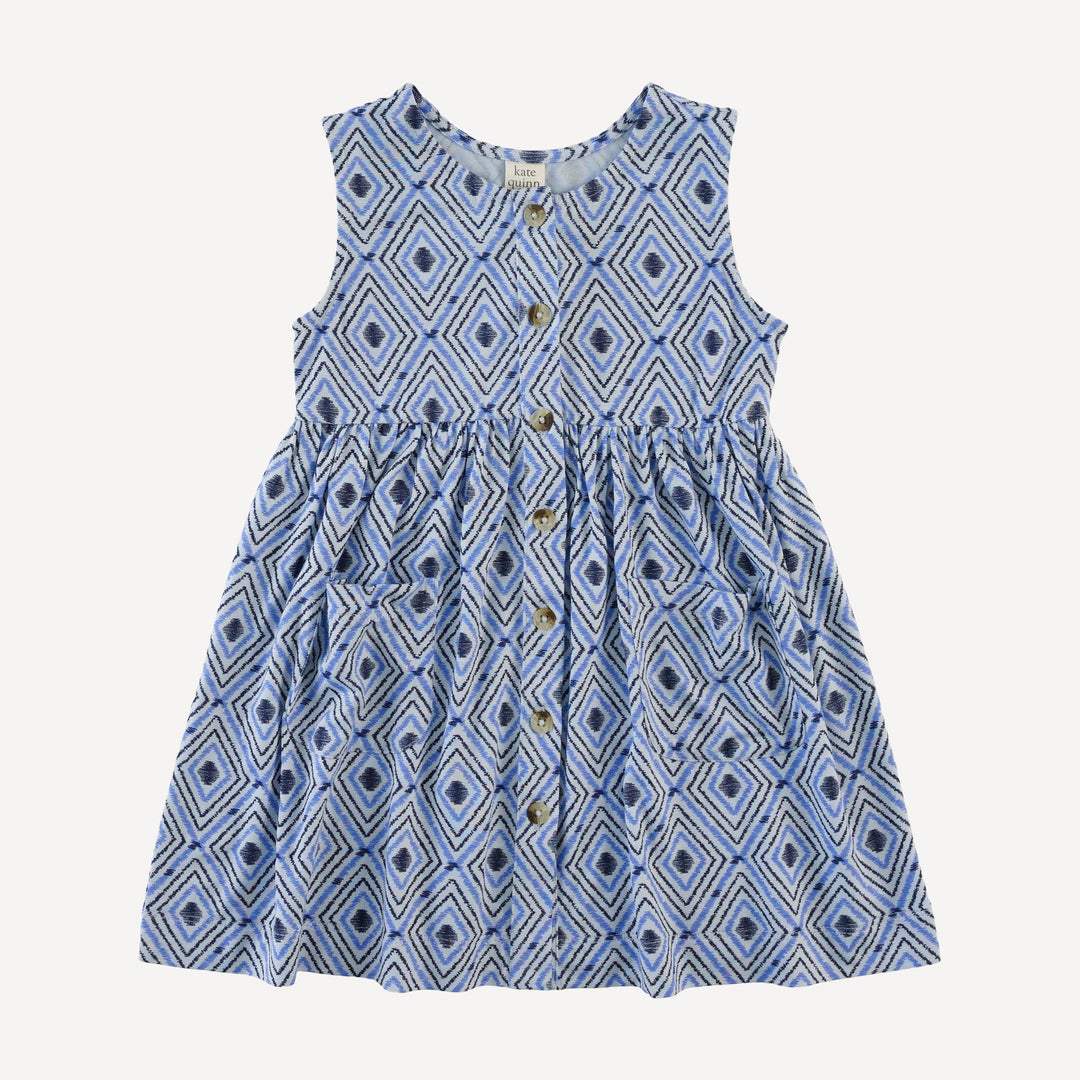pinafore apron button pocket dress | diamond | bamboo