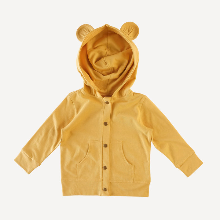 three bears snap hoodie | golden | organic cotton jersey