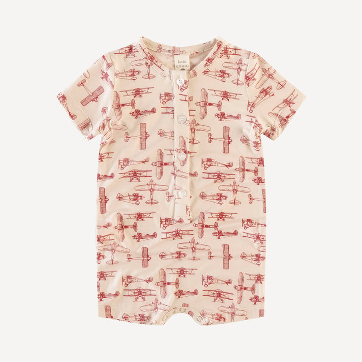 short sleeve union shortie | ruby vintage planes | bamboo