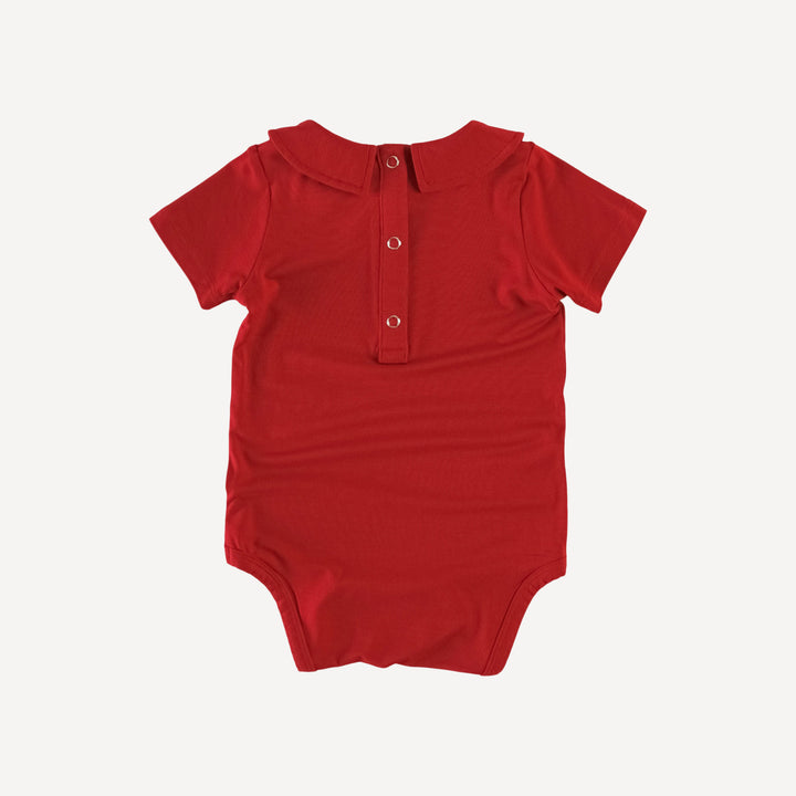 short sleeve classic peter pan bodysuit | ruby red | bamboo