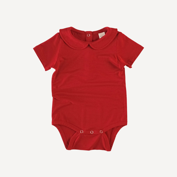short sleeve classic peter pan bodysuit | ruby red | bamboo