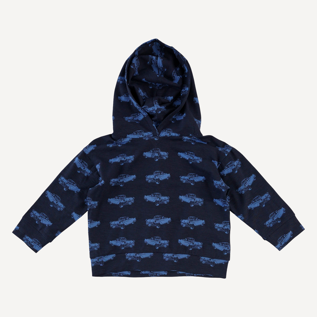 long sleeve hooded relaxed jogger set | classic car | bamboo