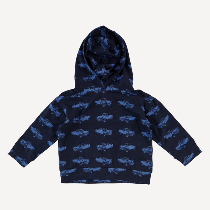 long sleeve hooded relaxed jogger set | classic car | bamboo
