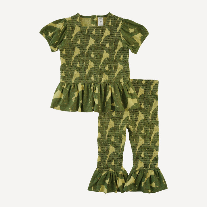 smocked ruffle top + pant set | banana leaf | bamboo