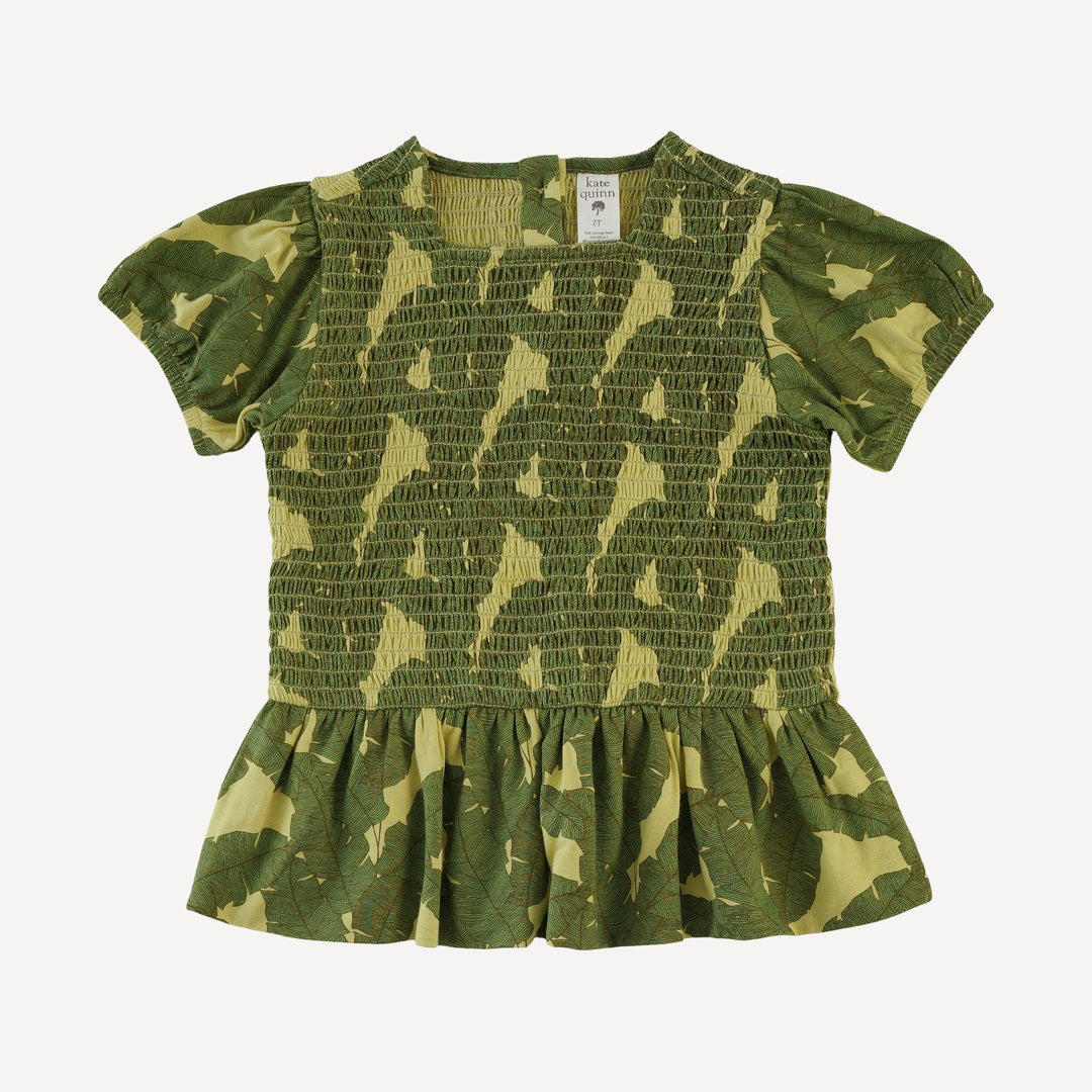 smocked ruffle top + pant set | banana leaf | bamboo