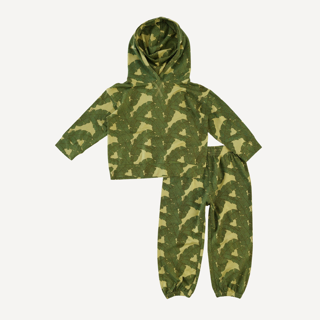 long sleeve hooded relaxed jogger set | banana leaf | bamboo