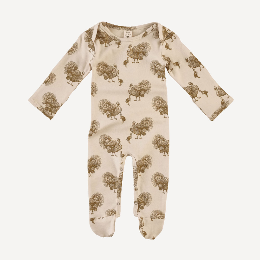 long sleeve lap neck footie | turkey | organic cotton interlock