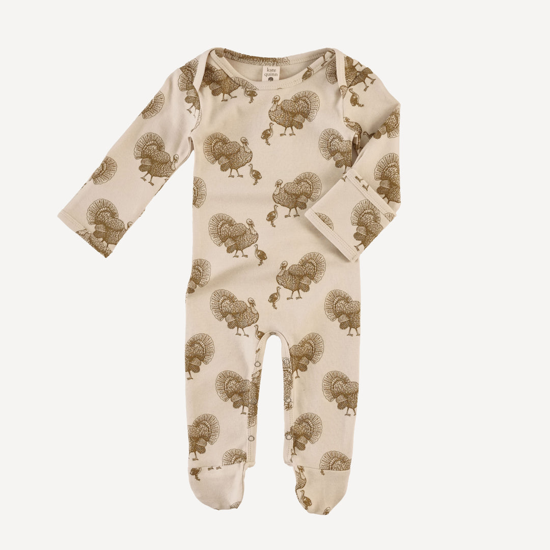 long sleeve lap neck footie | turkey | organic cotton interlock