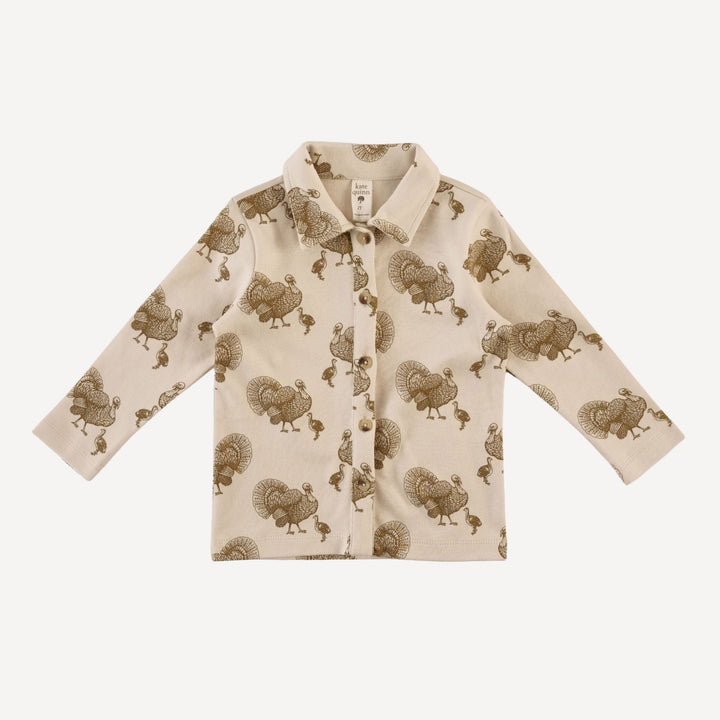 long sleeve button down top | turkey | organic cotton interlock