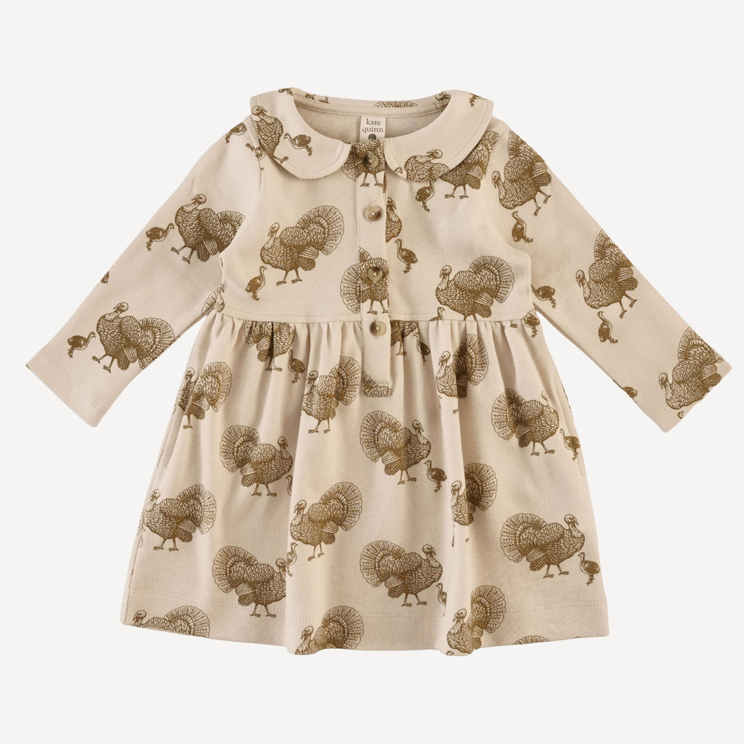 long sleeve henley peter pan dress | turkey | organic cotton interlock