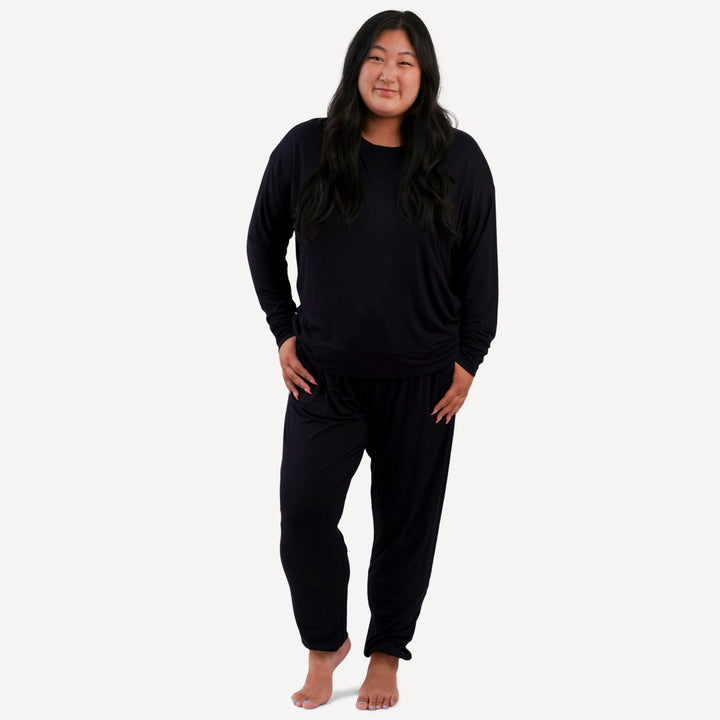 womens jogger set | black | bamboo