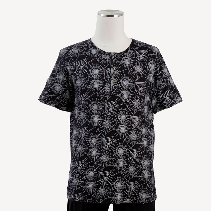 mens short sleeve henley top | spiderweb | bamboo