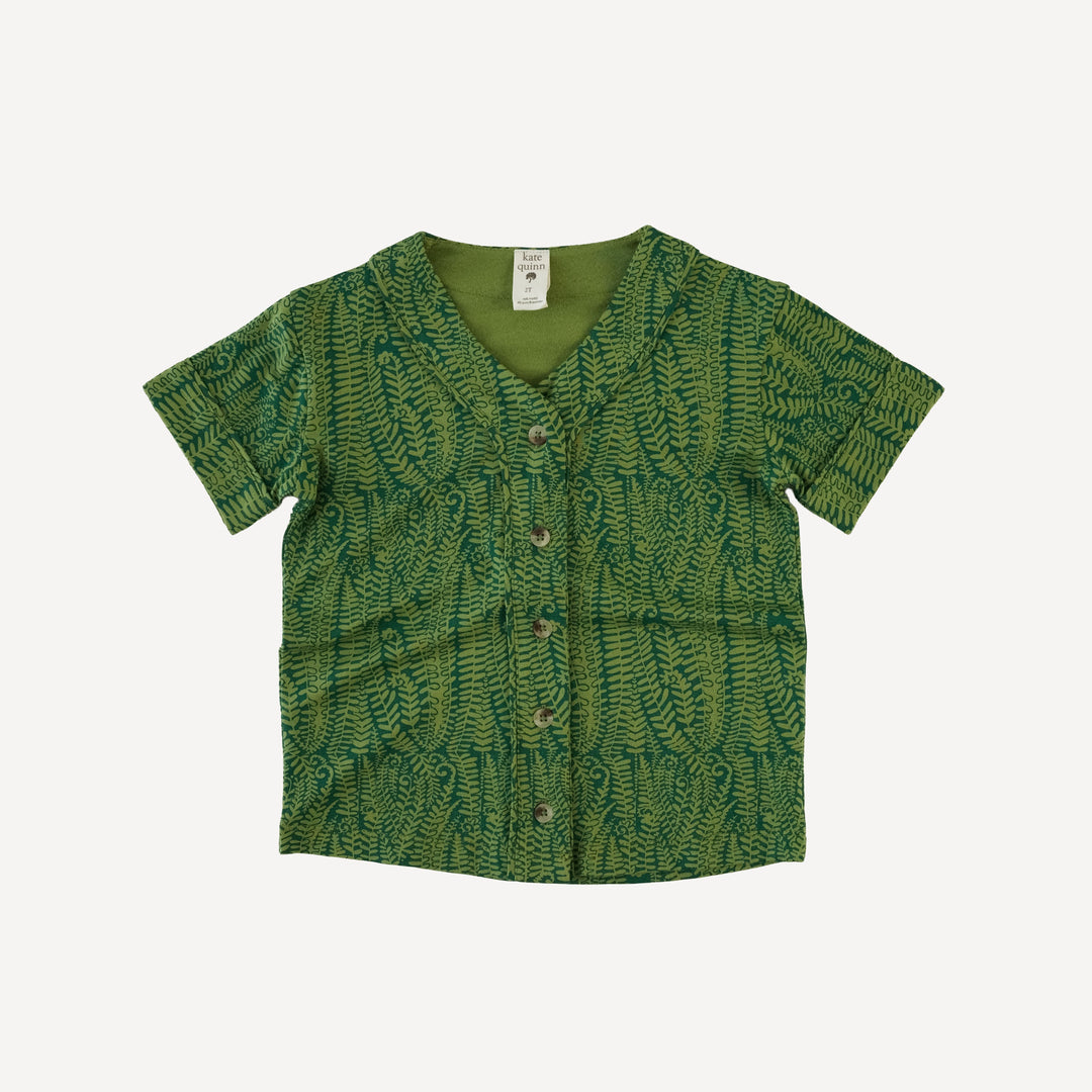 piped baseball jersey + relaxed short set | emerald fern frond woods | modal