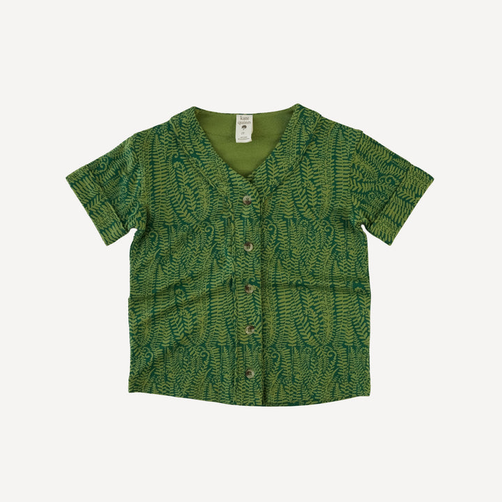 piped baseball jersey + relaxed short set | emerald fern frond woods | modal