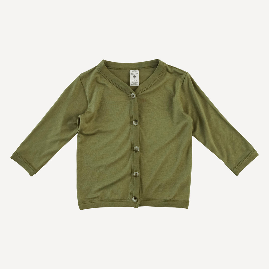 long sleeve classic v-neck cardigan | olive leaf | bamboo