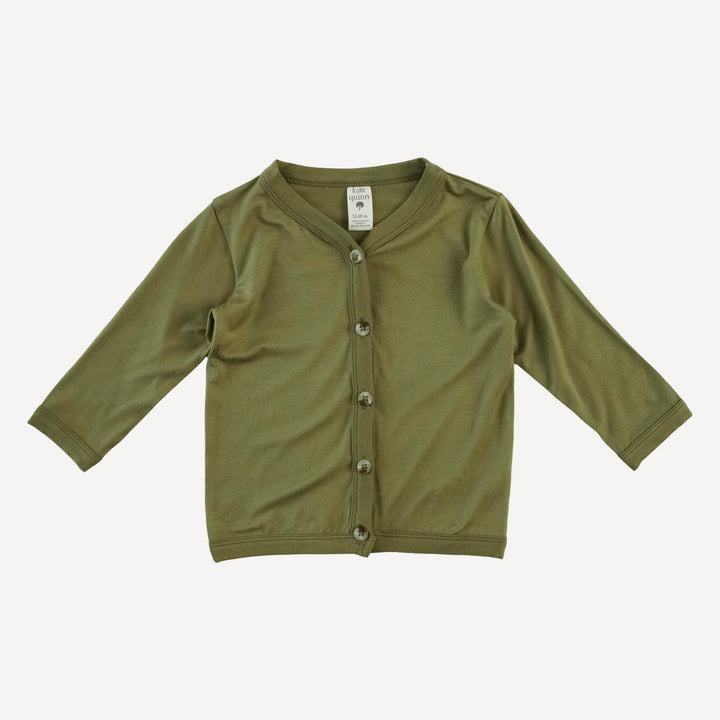 long sleeve classic v-neck cardigan | olive leaf | bamboo