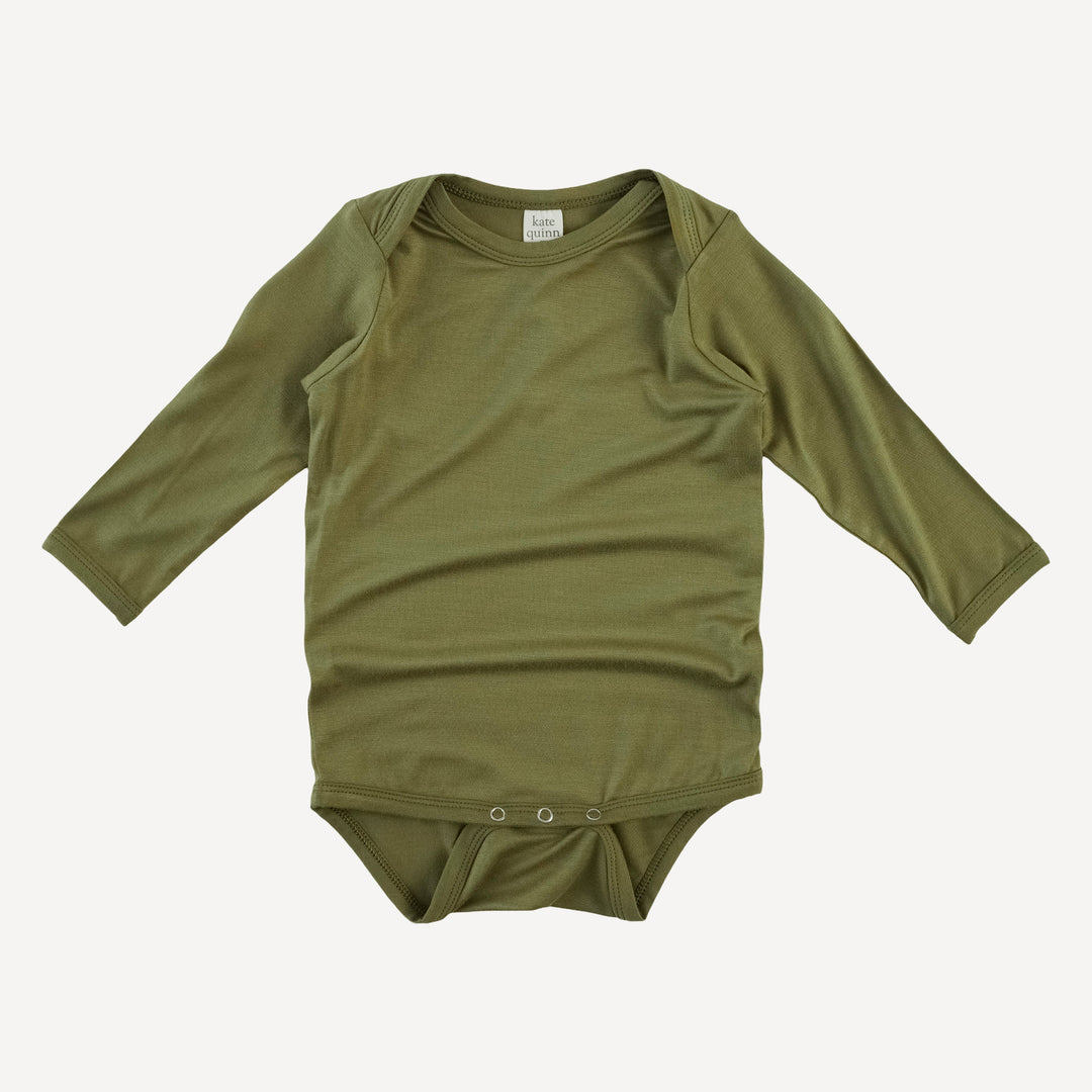 long sleeve lap neck bodysuit | olive leaf | bamboo